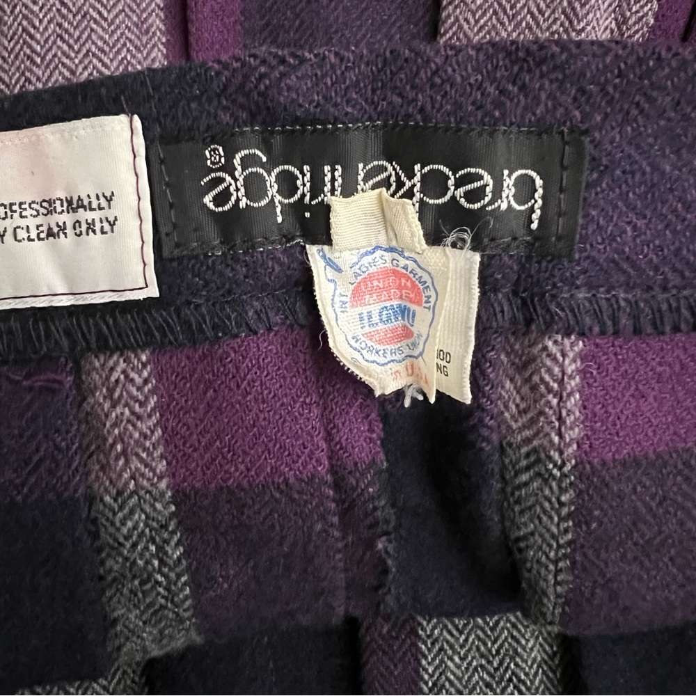 Vintage Union Made Purple Plaid Wool Blend Pleated Skirt - Picture 12 of 16